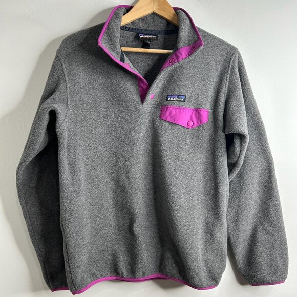 Patagonia Synchilla Snap-T Fleece Pullover Womens Small Gray Purple STY 25422 - Picture 1 of 10